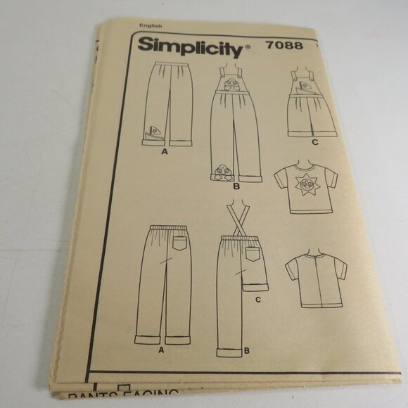 Simplicity 7088 Pattern Toddler size 2-4 UNCUT shirt, pants, overalls, shorts - Picture 5 of 10